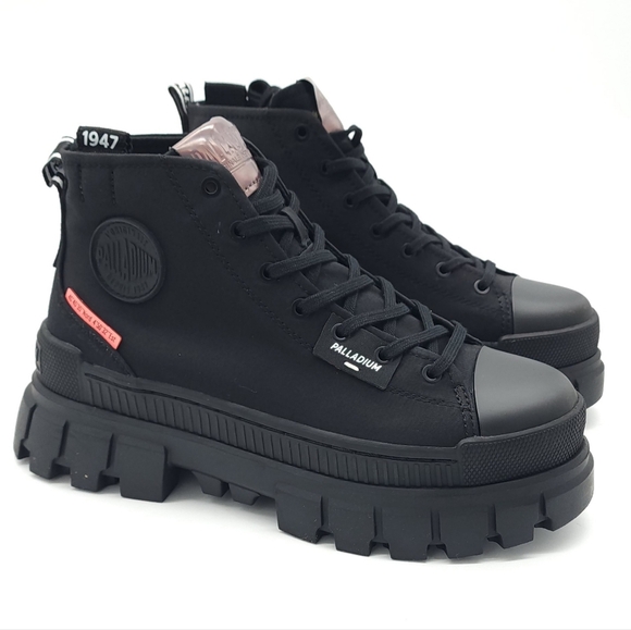 Palladium Womens Revolt Hi TX Triple Black Size 8.5 Platform Boots 97242 010 - Picture 7 of 10